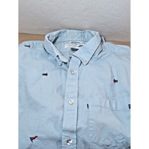 Old Navy Men's XL Slim Fit Stretch Oxford Shirt Blue With Nautical Flags Cotton
